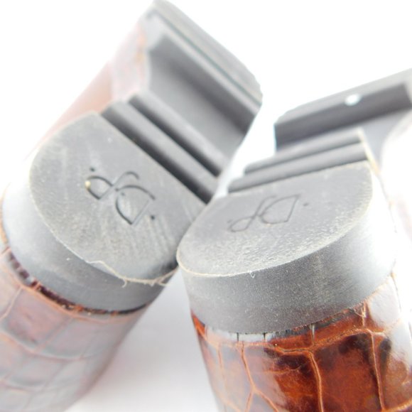 DONALD J PLINER Brown Leather Croc Wedge Slide Mules 8 - Picture 10 of 11